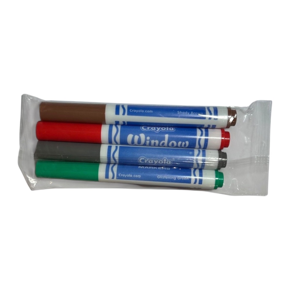 Crayola Lot of 4 Window Markers (Brown, Red, Gray, Green)